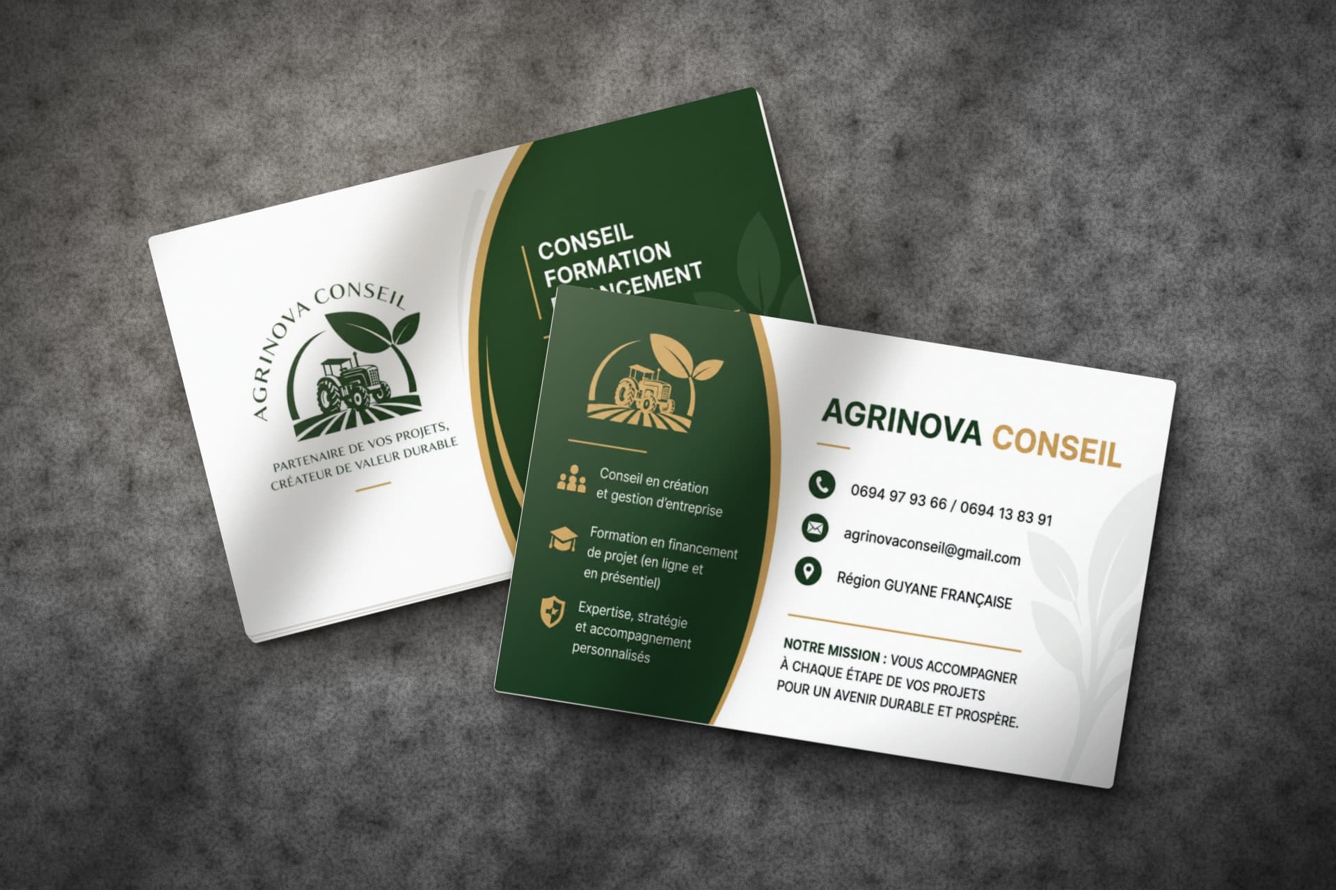 Cartes de visite recto verso pour Agrinova Conseil