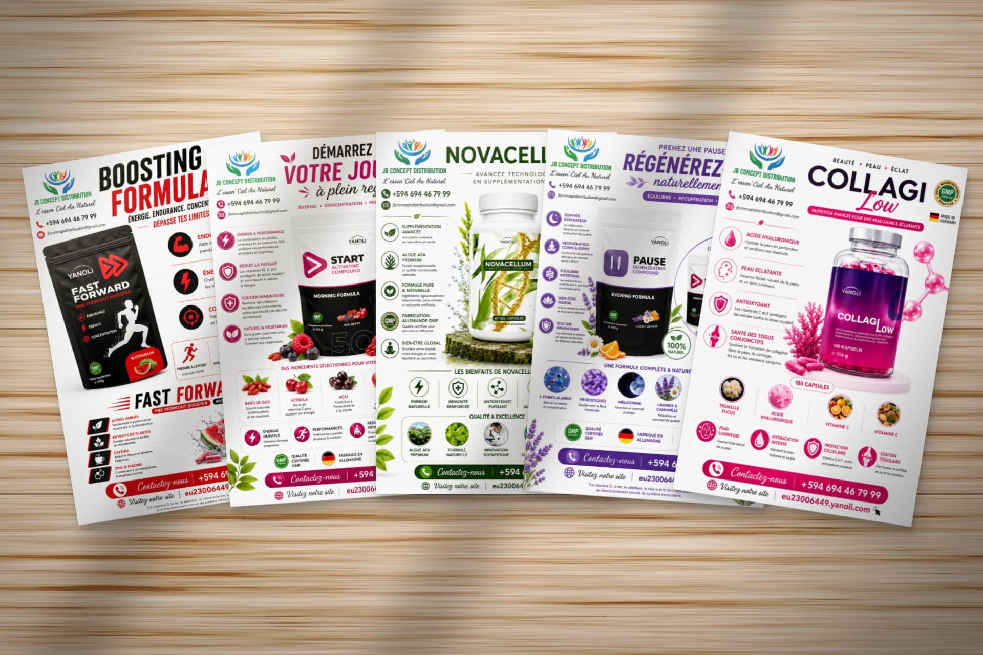 Flyers produits pour JB Concept Distribution