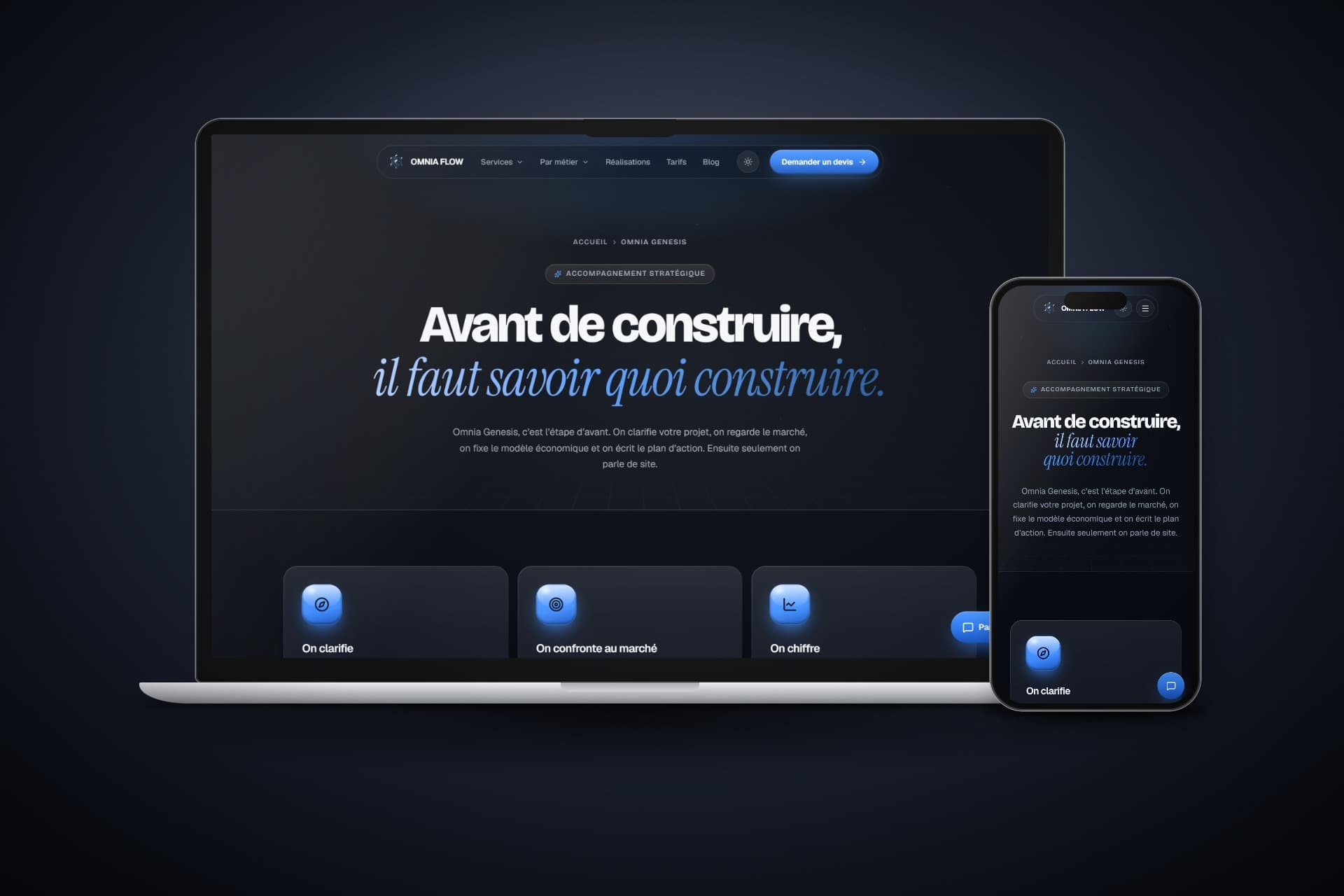 Page de vente pour Omnia Genesis
