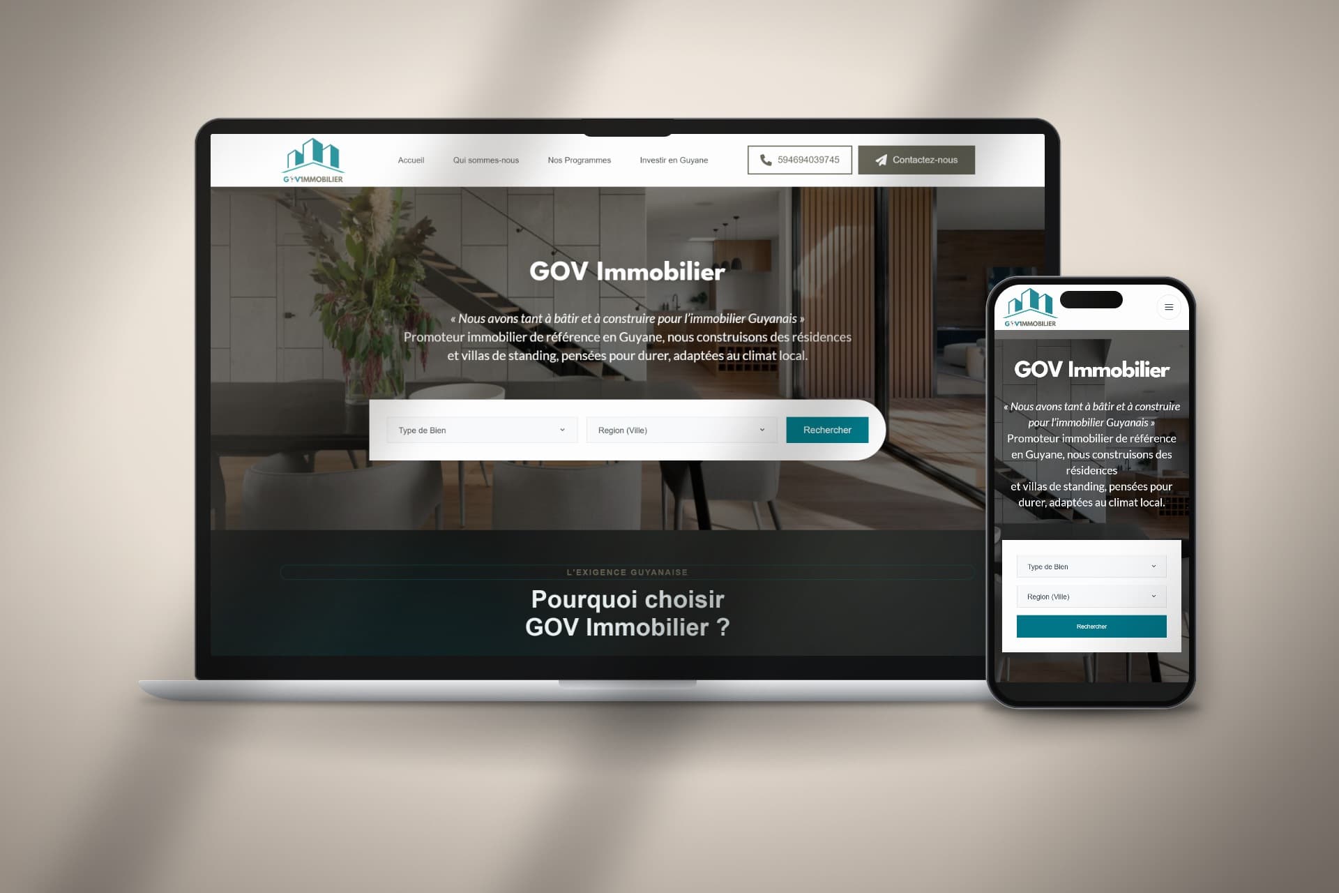 Site vitrine pour GOV Immobilier