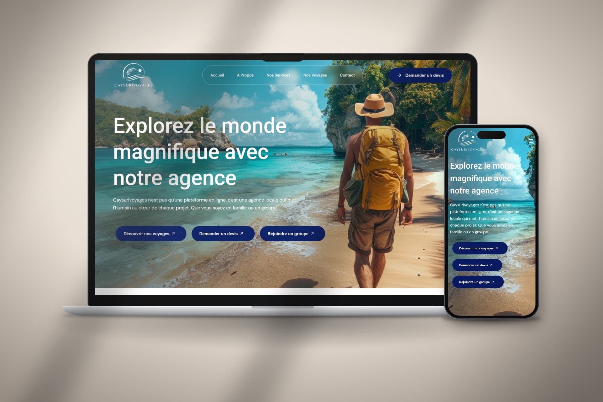 Site vitrine et charte graphique pour Caysurivoyages